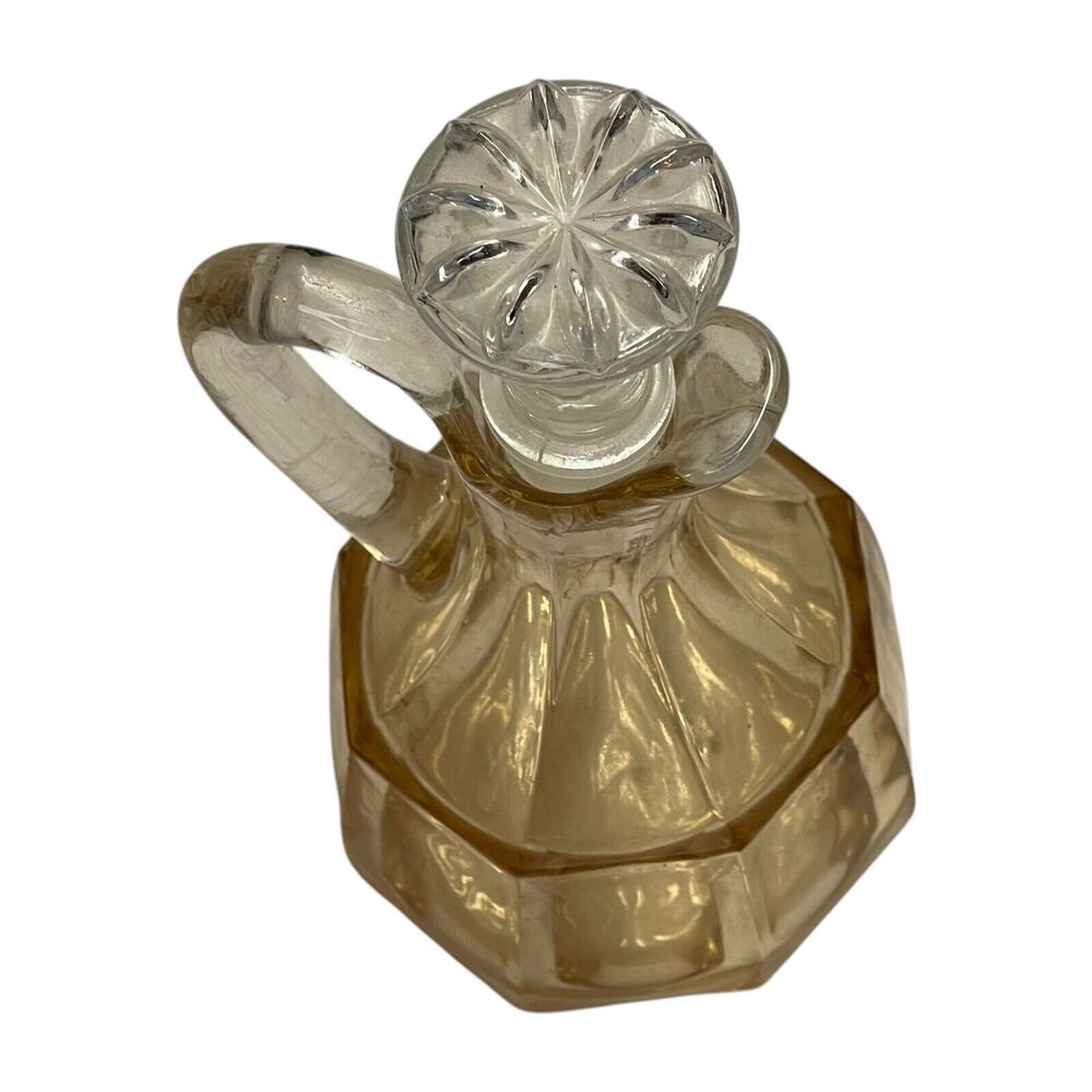 Vtg Brown Heavy Glass Decorative Serveware Handle Cruet with Stopper 6.5" Tall - Picture 6 of 8